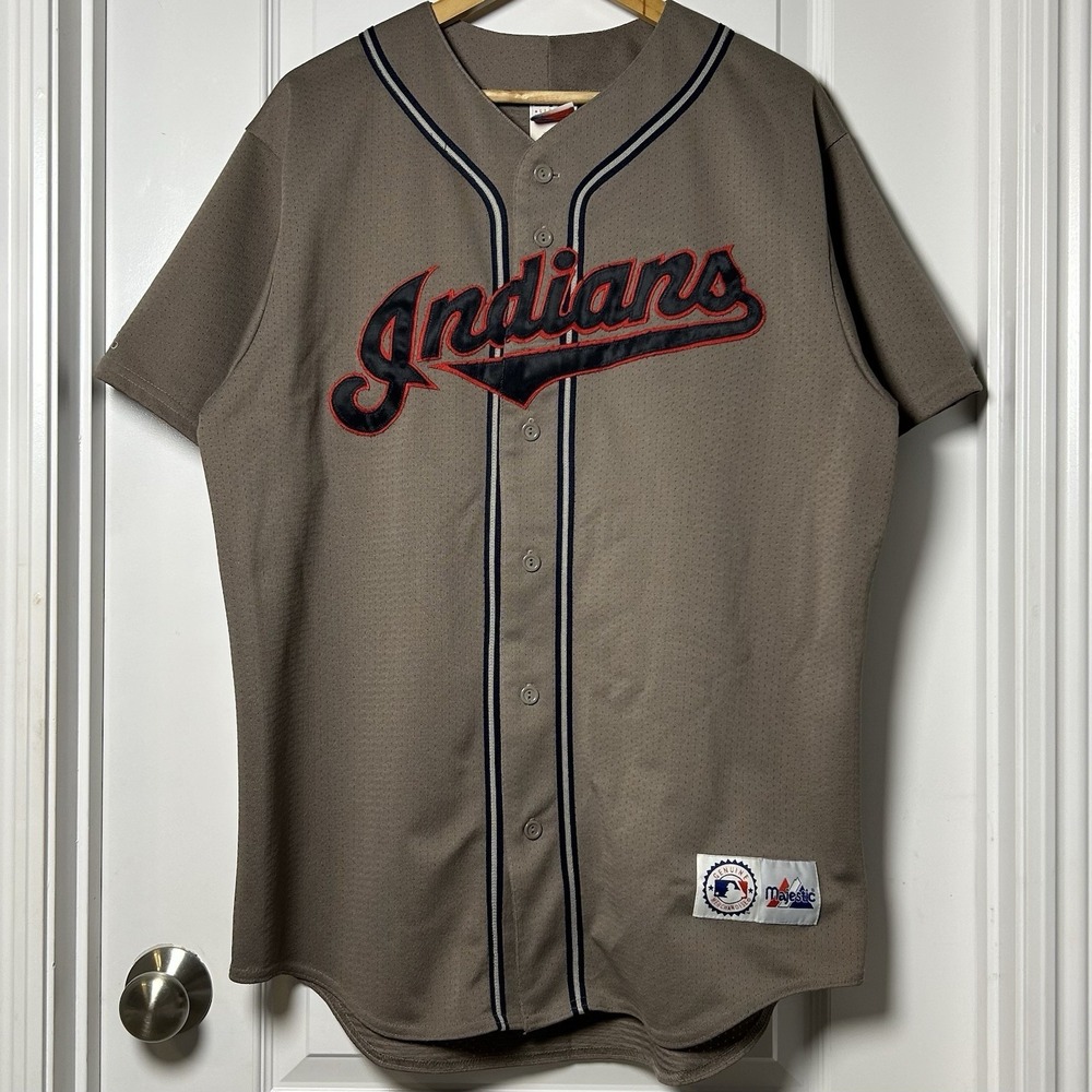 Majestic Vintage MLB Cleveland Indians Made in‎ USA Brown Baseball Jersey